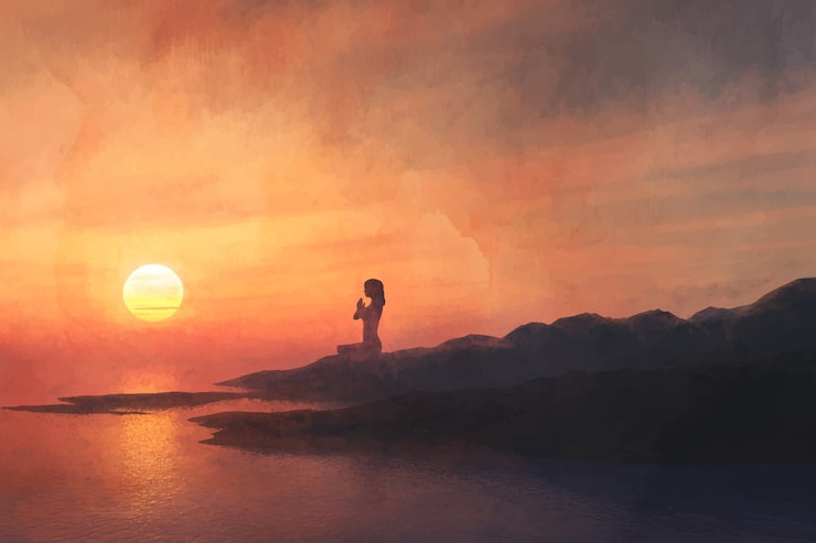 A calm, professional abstract background for a meditation service contact page